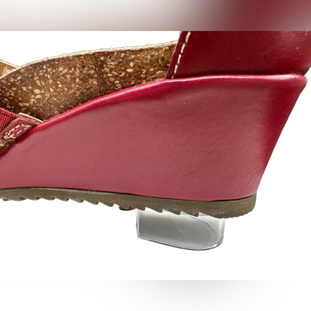 Earth Origins Kingsley Red Leather Boho Comfort Wedge Ankle Strap Sandals 8.5 - Picture 14 of 16